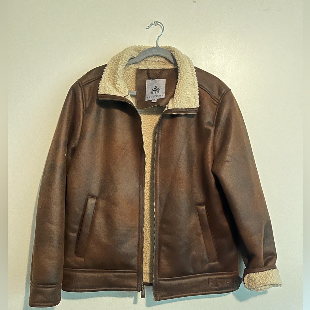 RAINFOREST Tan and Brown Bomber Jacket with Vintage Finish